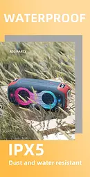 Портативна бездротова акумуляторна Bluetooth колонка акустична система 2х35W з LED світломузикою захист від вологи IPX5 Hopestar A30 Party зелений - мініатюра 5