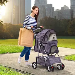 Коляска для котів та собак Bestopet Люпосанчик BS-RL-17 Plaid - мініатюра 5