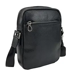 Чоловічий месенджер із м'якої шкіри Tiding Bag 1639A чорний
