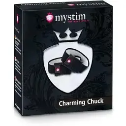 Утяжка для пеніса Mystim Charming Chuck два регульованих текстильних ременя з електродами - мініатюра 2
