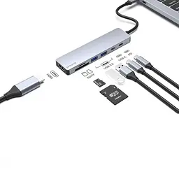 USB-Хаб Proove Type-C-Хаб Iron Link 7 in 1 (2*Type-C + 2*USB3.0 + HDMI + SD/TF) silver (HBIL00222004) - мініатюра 3