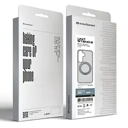 Противоударный чехол-панель для Samsung Galaxy S24 5G (SM-S921)/S25 5G, Unit Stand2, серый, силикон + поликарбонат, защита всего корпуса, с подставкой, поддержка магнитных держателей и беспроводной зарядки (MagSafe), ArmorStandart (ARM89560) - мініатюра 6
