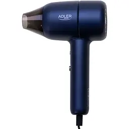 Фен Adler AD 2279b blue 1800Вт/ 2 швидкості/ хол.обдув/ темп.режимів-2/іонізація/ насадки - 1 шт.