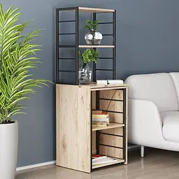 Стіл-тумба трансформер Смарт 3/2 з етажеркою Ferrum-decor 1430x1450x600 Чорний метал ДСП Дуб Сан-Марино 16 мм (FRD-105117) - мініатюра 5