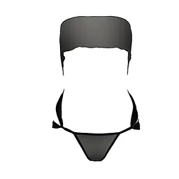 Комплект білизни Passion AMORE SET black, стрінги і ліф у вигляді подарункової стрічки з бантом - мініатюра 3
