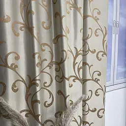 Жакардові штори золотистого кольору з вензелем на тасьмі 2шт. 150х270 ALBO pbe0052396 - мініатюра 5