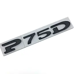 Емблема напис P75D для Tesla 125х15мм ЧОРНИЙ метал (на скотчі)