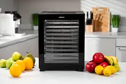ARDESTO Сушарка для продуктів FDB-1242, 850Вт, піддонів -12x3см, макс-70°С, таймер, електр. управління, нерж., чорний - мініатюра 2