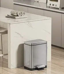 Відро для сміття з плавним закриттям прямокутне Koer TC-010306-02 6 л нержавіюча сталь KR5600, Нержавіюча сталь - мініатюра 2