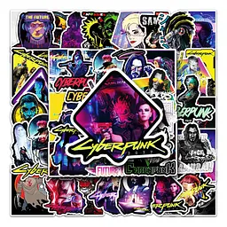 Стікерпак Набір наклейок GeekLand Кіберпанк Cyberpunk 50 штук - мініатюра 2