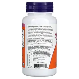 Натуральна добавка NOW Resveratrol 200 mg, 60 вегакапсул - мініатюра 3