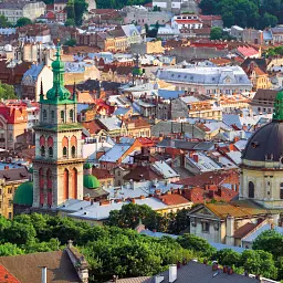 Інтер'єрна картина Львів, вид на центр з висоти, Lviv, інтер'єрний декор, 60×90 см (id0587) - мініатюра 4
