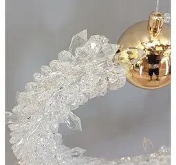 Золотий підвісний LED світильник у формі вертикального кільця Artlight 2053/300GD з прозорим декором 15W - мініатюра 7