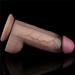 Фалоімітатор Dual-Layered Silicone Nature Cock 9.5'' 24.6 см (коричневий) - мініатюра 9
