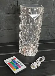 Лампа нічник настільна акумуляторна Remax Троянда Crystal Rose з RGB з пультом та RGB підсвіткою 16 режимів освітлення прозора - мініатюра 7