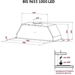 Витяжка Perfelli BIS 9653 I 1000 LED - мініатюра 11
