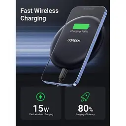Бездротовий зарядний пристрій UGREEN CD186 Wireless Charging Pad (15112) - мініатюра 3