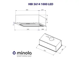 Витяжка Minola HBI 5614 BL 1000 LED - мініатюра 4