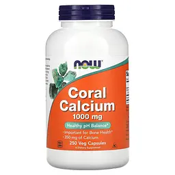 Вітаміни та мінерали NOW Coral Calcium 1000 mg, 250 вегакапсул