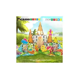 Конструктор Picasso магнітний Tiles Dinosaur Set з 8 фігурками динозаврів 38 деталей (817338028848) - мініатюра 7
