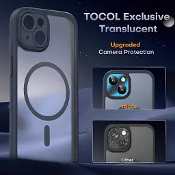 Магнітний чохол TOCOL для iPhone 14 та 2 захисні скла з підтримкою MagSafe протиударний з захистом камери чорний матовий (SKU-056) - мініатюра 5