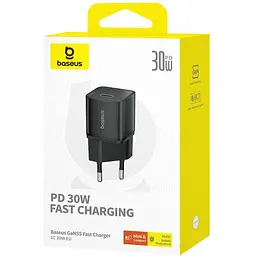 Мережевий зарядний пристрій Baseus GaN5S 30W Black (P10162504113-00) [113780] - мініатюра 7
