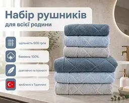 Набір турецьких махрових рушників Cestepe MicroCotton Premium 3 штуки 50x90 + 3 штуки 70х140 Eva 1 щільність 600 г/м2 - мініатюра 2