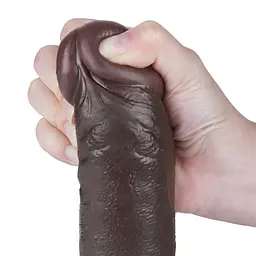 Фалоімітатор Sliding-Skin Dual Layer Dong 9.5'' 24 см (чорний) - мініатюра 8