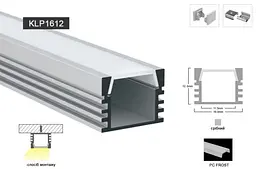 LED профіль врізний. Розсіювач PC морозний в комплекті. 2м KLOODI KLP1612KR 2 - мініатюра 5
