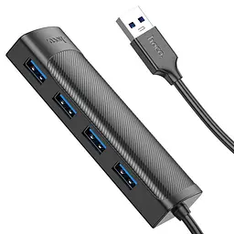 Хаб - концентратор адаптер Hoco HB41 Easy Safety 4-in-1 Hub Usb-A to 4 Usb 3.0 20 см - мініатюра 2