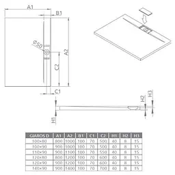 Душовий піддон Radaway Giaros D 140 х 90 MKGD1490-03 - мініатюра 3