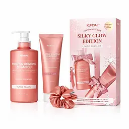 Набір для волосся для глибокого відновлення Іланг-іланг Kundal Holiday Silk Glow Edition Protein Bonding Care Ylang Ylang Set 500ml+250ml