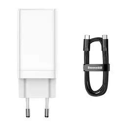 Мережевий зарядний пристрій Baseus GaN3 Pro Fast Charger 2Type-C+USB 65 W CCGP050102 White - мініатюра 6
