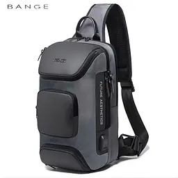 Однолямковий рюкзак через плече Bange BG-7086 9л Сумка-слінг із USB-роз'ємом Gray (19381)