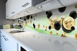 Кухонний фартух Рідке золото вінілова наклейка сфери кулі Абстракція Зелений 60х250 см Happy Pocket Z180889