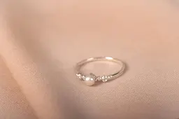 Каблучка з білого золота з жемчугом 17 K-0006 - мініатюра 3