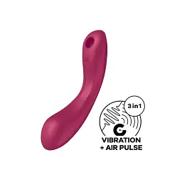 Вакуумний стимулятор клітора з вібрацією Satisfyer Curvy Trinity 1 бордовий - мініатюра 8