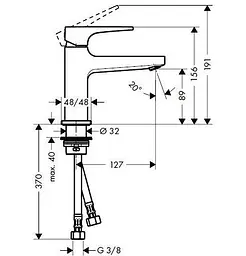 Змішувач Hansgrohe Metropol 100 для умивальника з донним клапаном push-open Matt Black 32500670 Чорний матовий - мініатюра 2