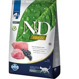 Сухий беззерновий корм Farmina N&D Prime Cat Lamb & Blueberry для дорослих котів (ягня, чорниця), 5 кг