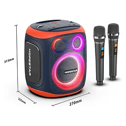 Портативна акумуляторна бездротова Bluetooth колонка 2 мікрофона караоке акустична система 120Вт з LED світломузикою Hopestar Party 130 бежевий - мініатюра 3
