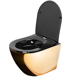 Підвісний унітаз Rea Carlo flat mini gold/black REA-C8990, Золотий - мініатюра 3