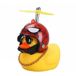 Качка в шоломі на кермо авто Шолом SpiderMan жовта качка з окулярами в торпеду Red Broken Duck