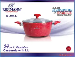 Каструля з мармуровим покриттям Bohmann BH 7357-24 см 3,4 л Red - мініатюра 6