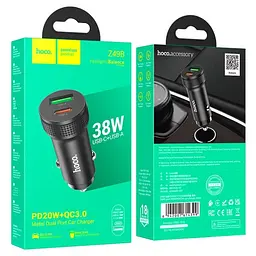 Автомобільне зарядне пристрій HOCO Z49B Level PD38W(1C1A) чорний car charger - мініатюра 2