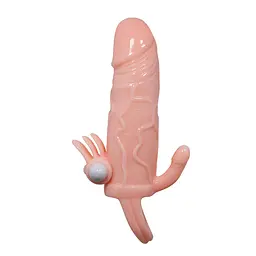 Насадка на пеніс із вібрацією Lybaile Brave Men Vibrating Sleeve Flesh, +3 см (тілесний) - мініатюра 5