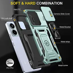 Ударостійкий чохол Camshield Army Ring для Xiaomi Poco X6 Pro Зелений / Light Green - мініатюра 4