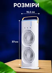 Настільний вентилятор-зволожувач акумуляторний USB, LED підсвіткою, білий (49675873) - мініатюра 3