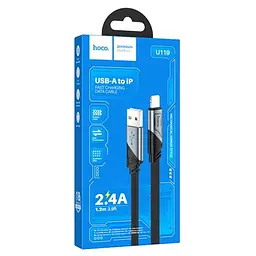 Дата кабель Hoco U119 Machine charging data USB to Lightning (1.2m) Black - мініатюра 2