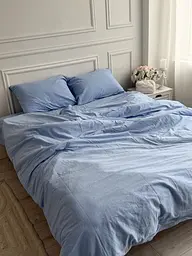 Постільна білизна євро Dushka Home Варена бавовна преміум 21678 200х220 см блакитна