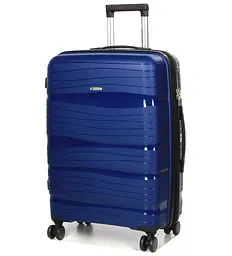 Валіза середня M поліпропілен Worldline Airtex 283 66×44×28см 80л Темно-синій